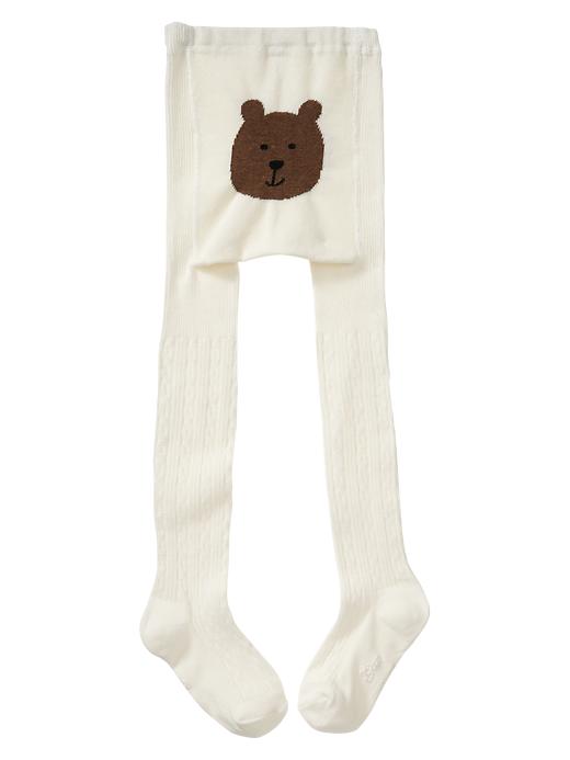 1 of 8 showing, with the color ivory frost of product Bear cable knit tights