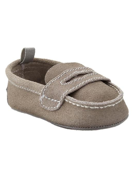 1 of 8 showing, with the color chrome grey of product Suede penny loafers