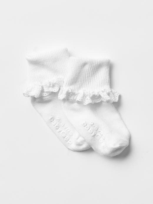 1 of 8 showing, with the color white of product Favorite eyelet socks