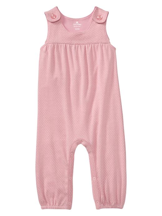 1 of 8 showing, with the color pure pink of product Favorite overall dot romper