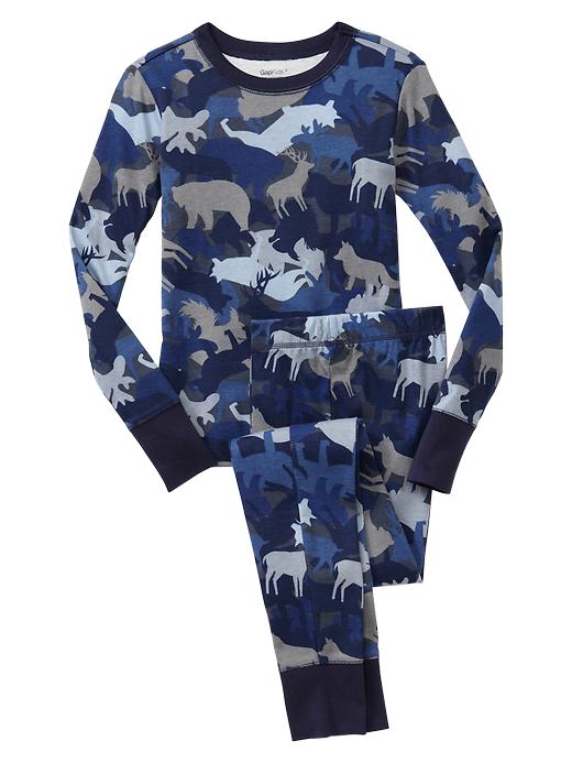 1 of 8 showing, with the color blue slate of product Animal camo sleep set
