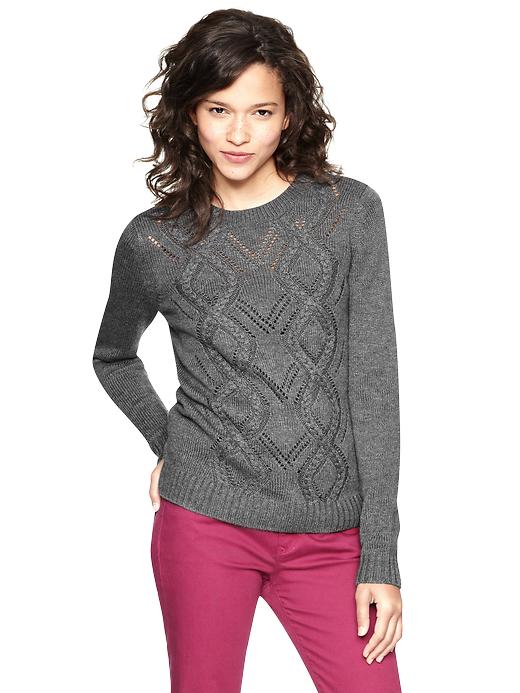 1 of 8 showing, with the color gray of product Cable sweater