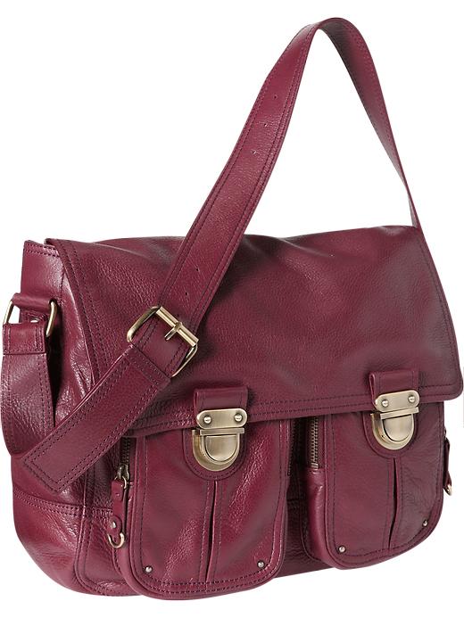 1 of 8 showing, with the color plum pudding of product Leather messenger bag
