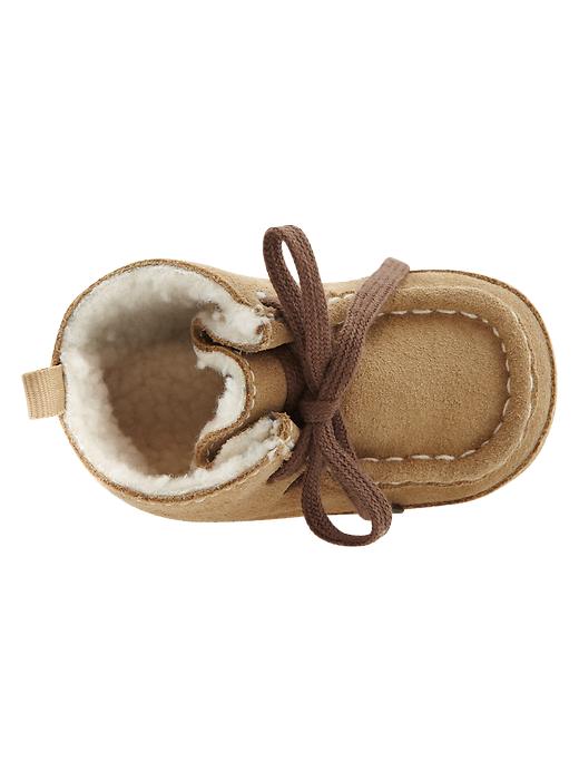 2 of 8 showing, with the color khaki of product Lace-up sherpa booties