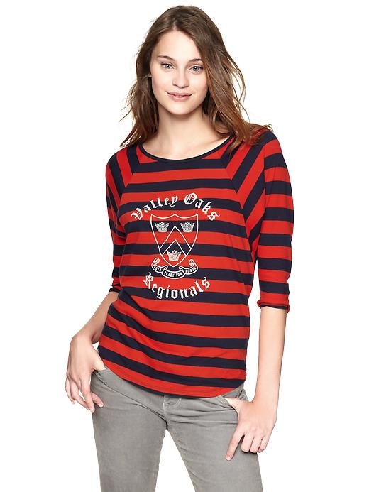 1 of 8 showing, with the color red stripe of product Striped raglan graphic T