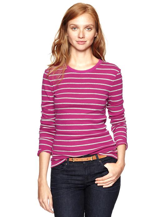1 of 8 showing, with the color pink stripe of product Bowery supersoft striped crew