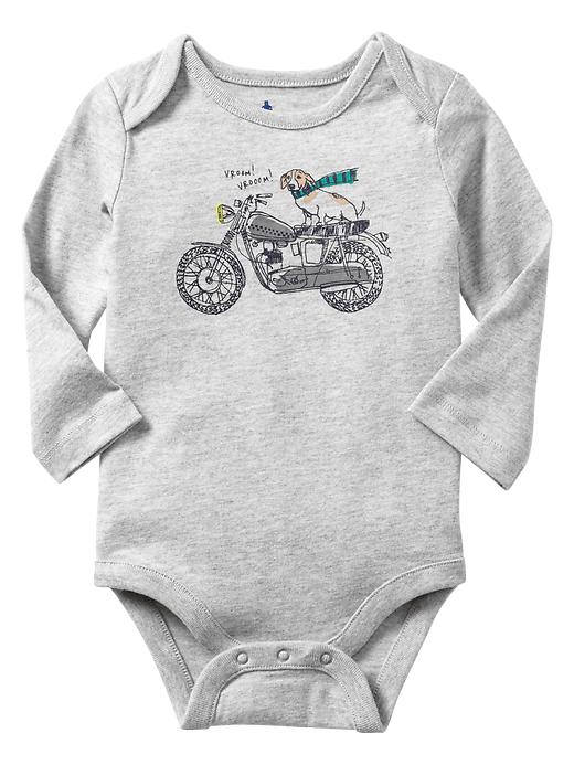 1 of 8 showing, with the color heather gray of product Long-sleeve graphic bodysuit