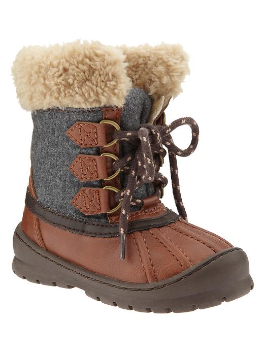 1 of 8 showing, with the color brown of product Lace-up duck boots
