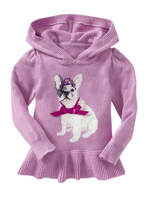 1 of 8 showing, with the color lavender of product Intarsia French bulldog pullover hoodie