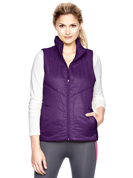 1 of 8 showing, with the color political purple of product GapFit PrimaLoft® puffer vest