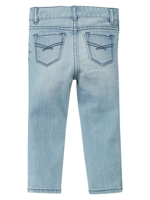 2 of 8 showing, with the color light denim of product Embroidered skinny jeans (light wash)