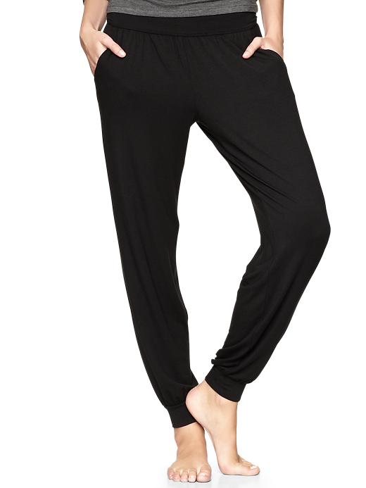 1 of 8 showing, with the color true black of product Pure Body drop-waist pants