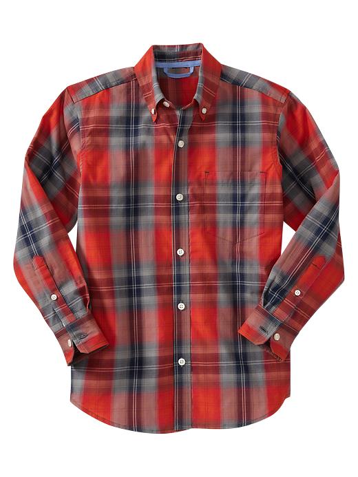 1 of 8 showing, with the color orange plaid of product Woven plaid shirt