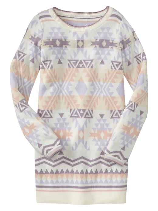 1 of 8 showing, with the color ivory frost of product Southwestern intarsia sweater dress