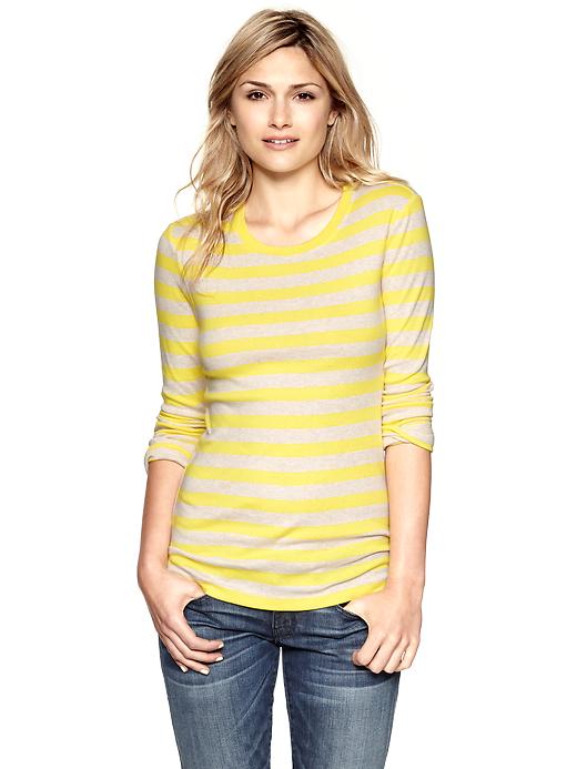 1 of 8 showing, with the color yellow & oatmeal stripe of product Bowery supersoft rugby crew