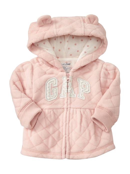 1 of 8 showing, with the color chalk pink of product Quilted arch logo hoodie