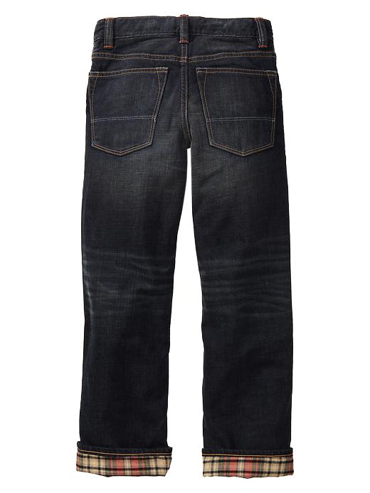 2 of 8 showing, with the color red plaid of product Kids Lined Jeans