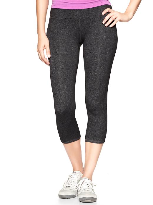 1 of 8 showing, with the color charcoal gray of product GapFit gFast heathered capris
