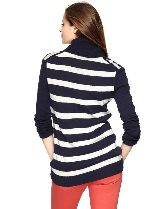 2 of 8 showing, with the color ivory frost of product Striped cowlneck sweater