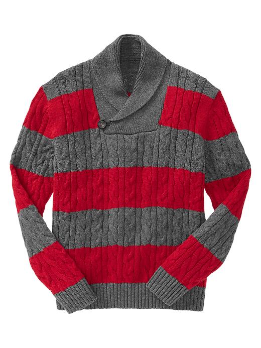 1 of 8 showing, with the color modern red of product Striped shawl pullover