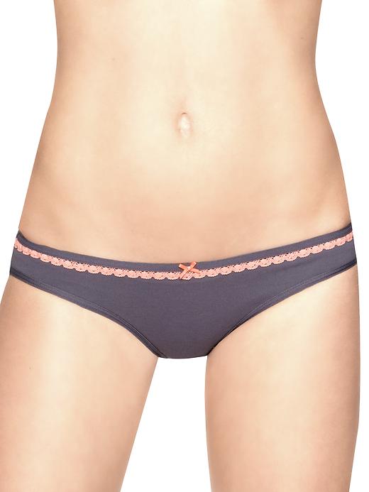 1 of 8 showing, with the color graystone of product Crochet-trim teeny bikini