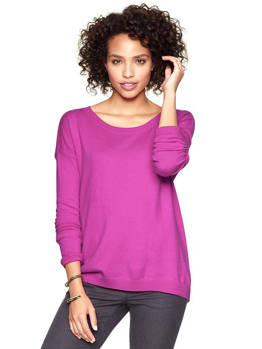 1 of 8 showing, with the color neon violet of product Eversoft circle hem sweater