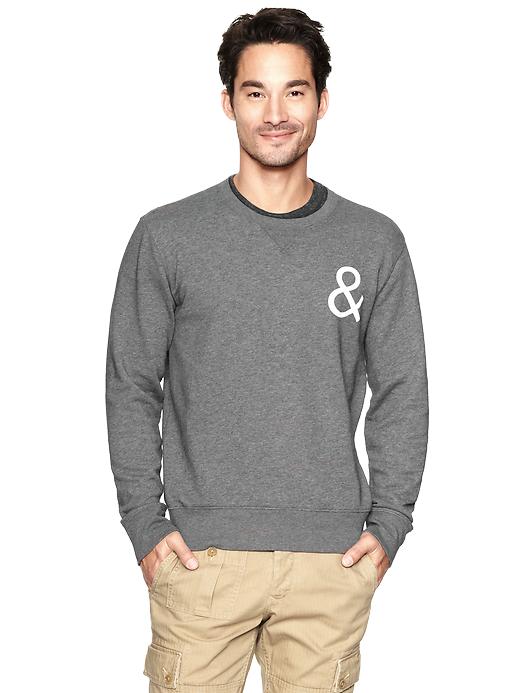 1 of 8 showing, with the color light gray heather of product Gap x GQ Saturdays NYC '&' Crewneck