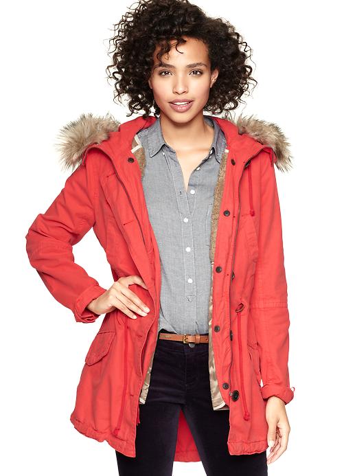 1 of 8 showing, with the color vermilion of product Twill parka