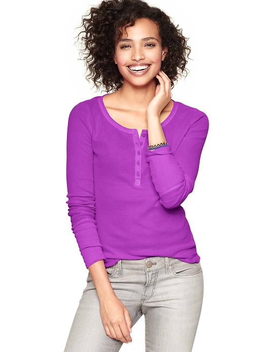 1 of 8 showing, with the color neon violet of product Octavia waffle henley