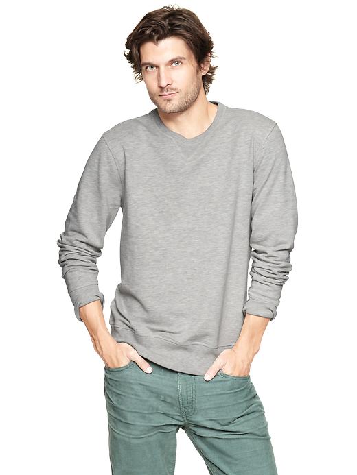1 of 8 showing, with the color heather grey of product Brushed fleece crewneck