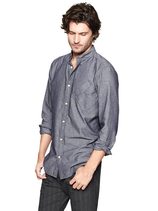 1 of 8 showing, with the color light chambray of product Gap x GQ Mark McNairy Chambray Shirt