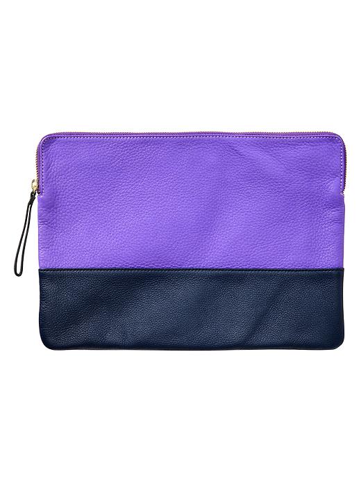 1 of 8 showing, with the color purple rave of product Two-tone leather clutch