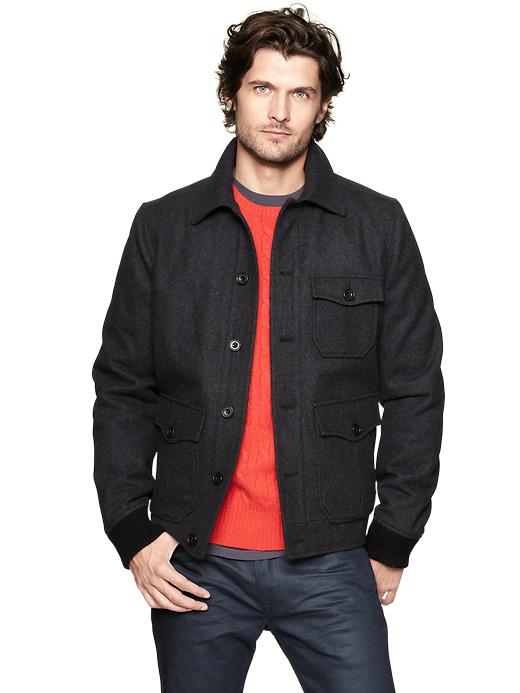 1 of 8 showing, with the color charcoal heather of product Wool bomber jacket