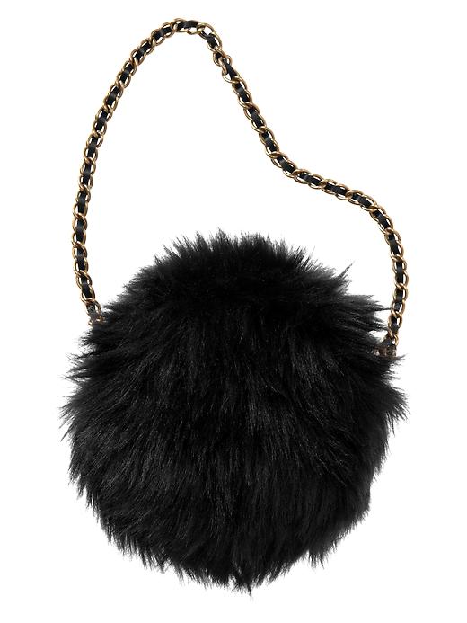 1 of 8 showing, with the color true black of product Faux-fur pom-pom purse