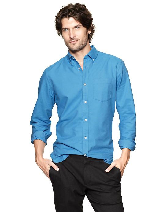 1 of 8 showing, with the color oasis blue of product Modern Oxford solid shirt