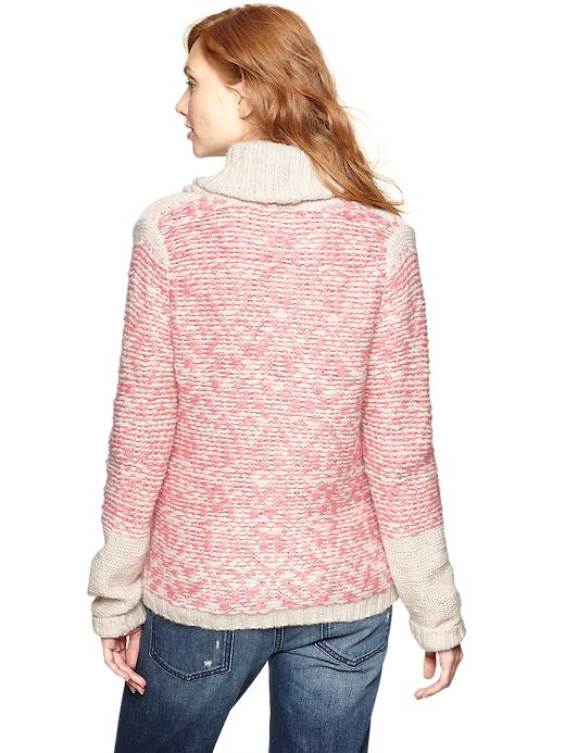 2 of 8 showing, with the color oatmeal heather of product Fair Isle shawl cardigan