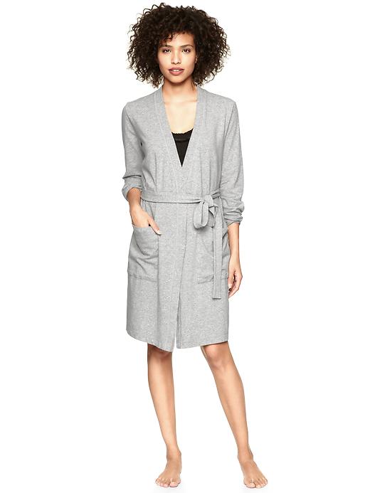 1 of 8 showing, with the color heather gray of product Stretch jersey short robe
