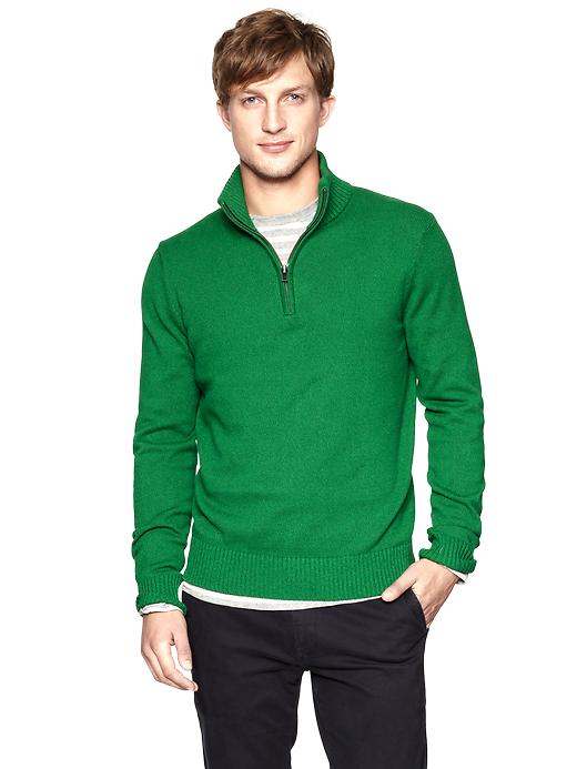 1 of 8 showing, with the color green of product Marled half-zip sweater