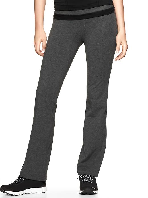 1 of 8 showing, with the color charcoal heather of product GapFit gBalance foldover pants