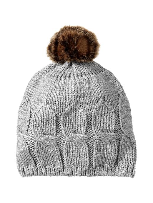 1 of 8 showing, with the color heather gray of product Cable knit hat