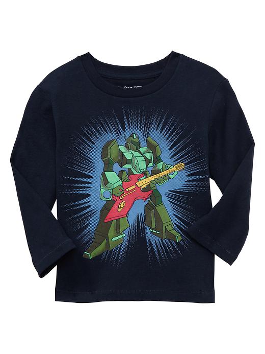1 of 8 showing, with the color blue galaxy of product Long-sleeve graphic T