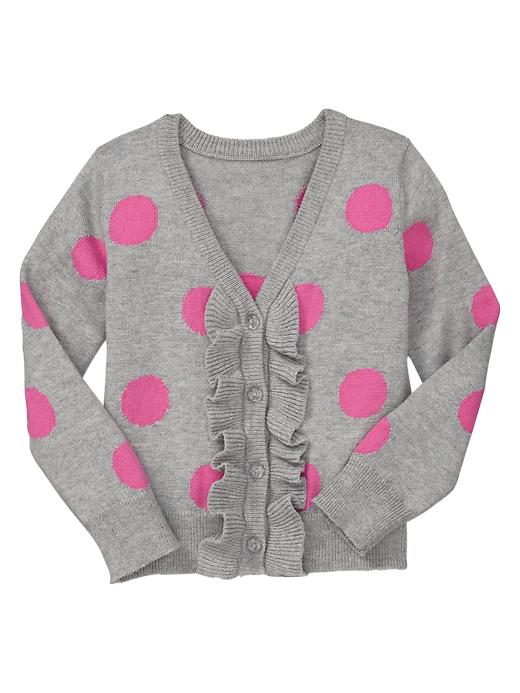 1 of 8 showing, with the color light heather grey of product Ruffle dot cardigan