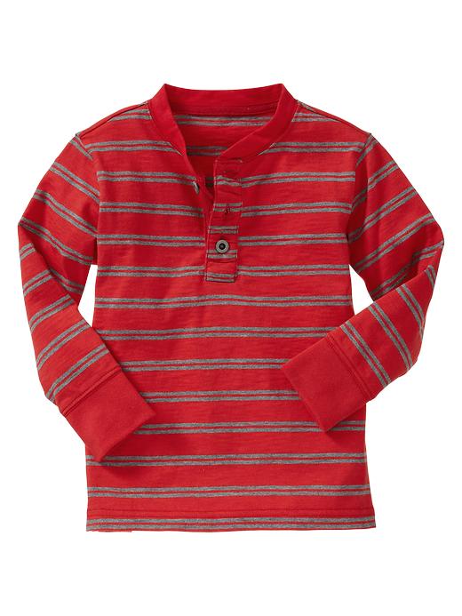 1 of 8 showing, with the color pure red of product Striped slub knit henley