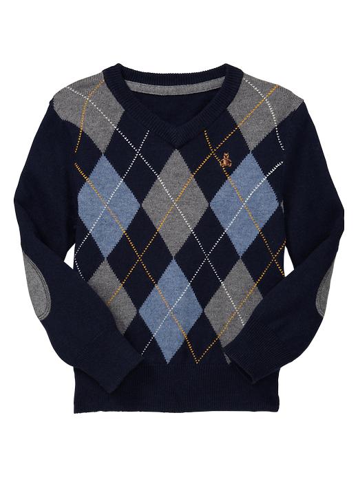 1 of 8 showing, with the color blue galaxy of product Elbow-patch V-neck sweater
