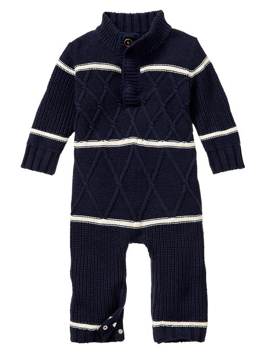 1 of 8 showing, with the color blue galaxy of product Mixed-stitch striped one-piece