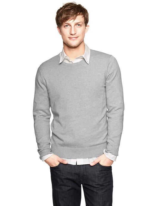 1 of 8 showing, with the color medium grey heather of product Cotton cashmere crewneck