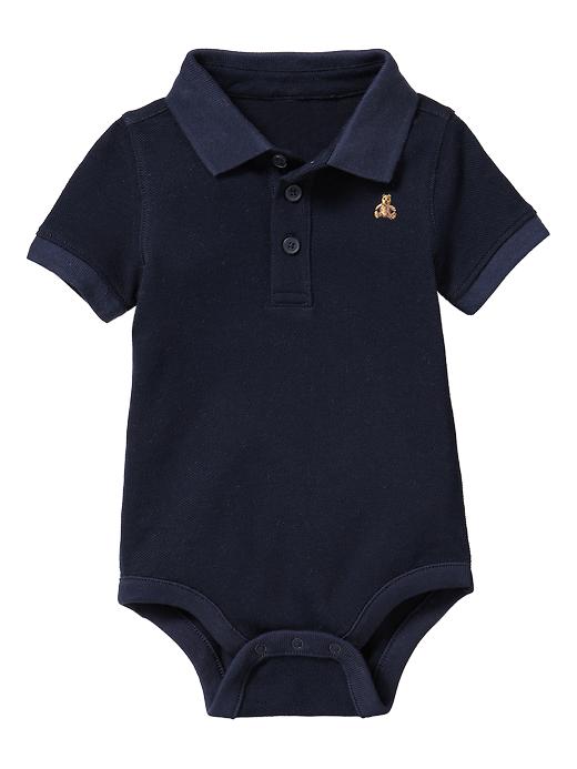 View large product image 1 of 1. Pique polo bodysuit