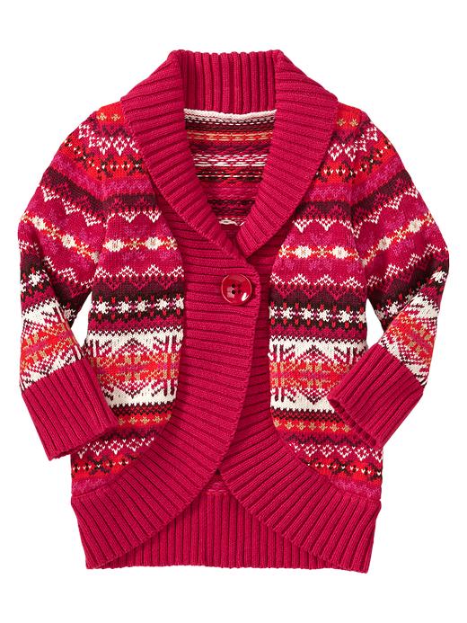 1 of 8 showing, with the color scarlet of product Fair Isle cocoon cardigan