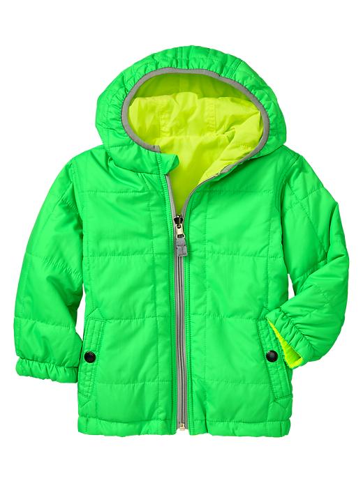1 of 8 showing, with the color neon green of product PrimaLoft® reversible puffer jacket