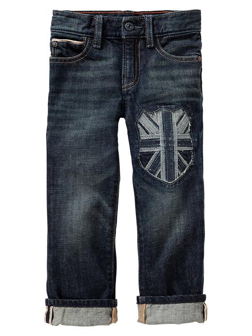 1 of 8 showing, with the color medium wash of product First original embroidered jeans (dark wash)